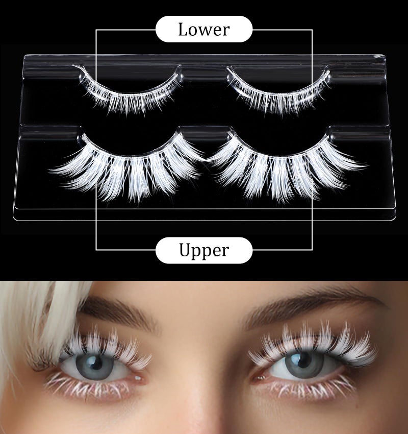 Thrymme 4 Pairs White Eyelashes, White Lashes for Christmas & Anime Events, Fluffy Manga Style False Eyelashes with Invisible Band, Japanese Style for Party & Photo Shoots - Image 3